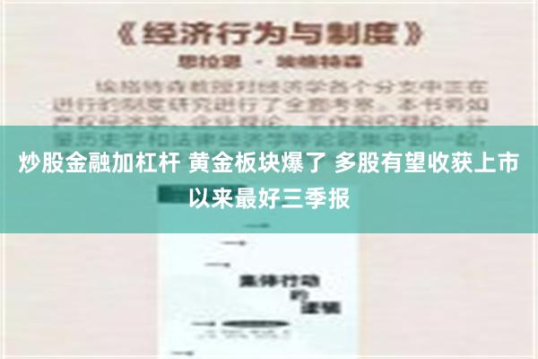 炒股金融加杠杆 黄金板块爆了 多股有望收获上市以来最好三季报